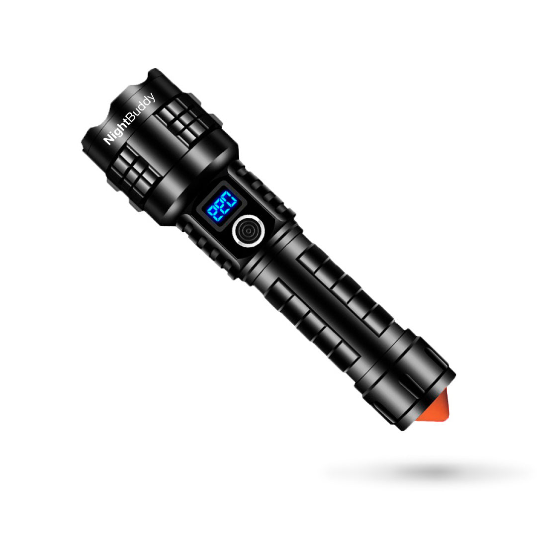 bright led rechargeable flashlight NightBuddy Powerful Rechargeable Tactical LED Flashlight 5000 High Lumens for Home Camping or Survival with Emergency Window Breaker 5 Light Modes