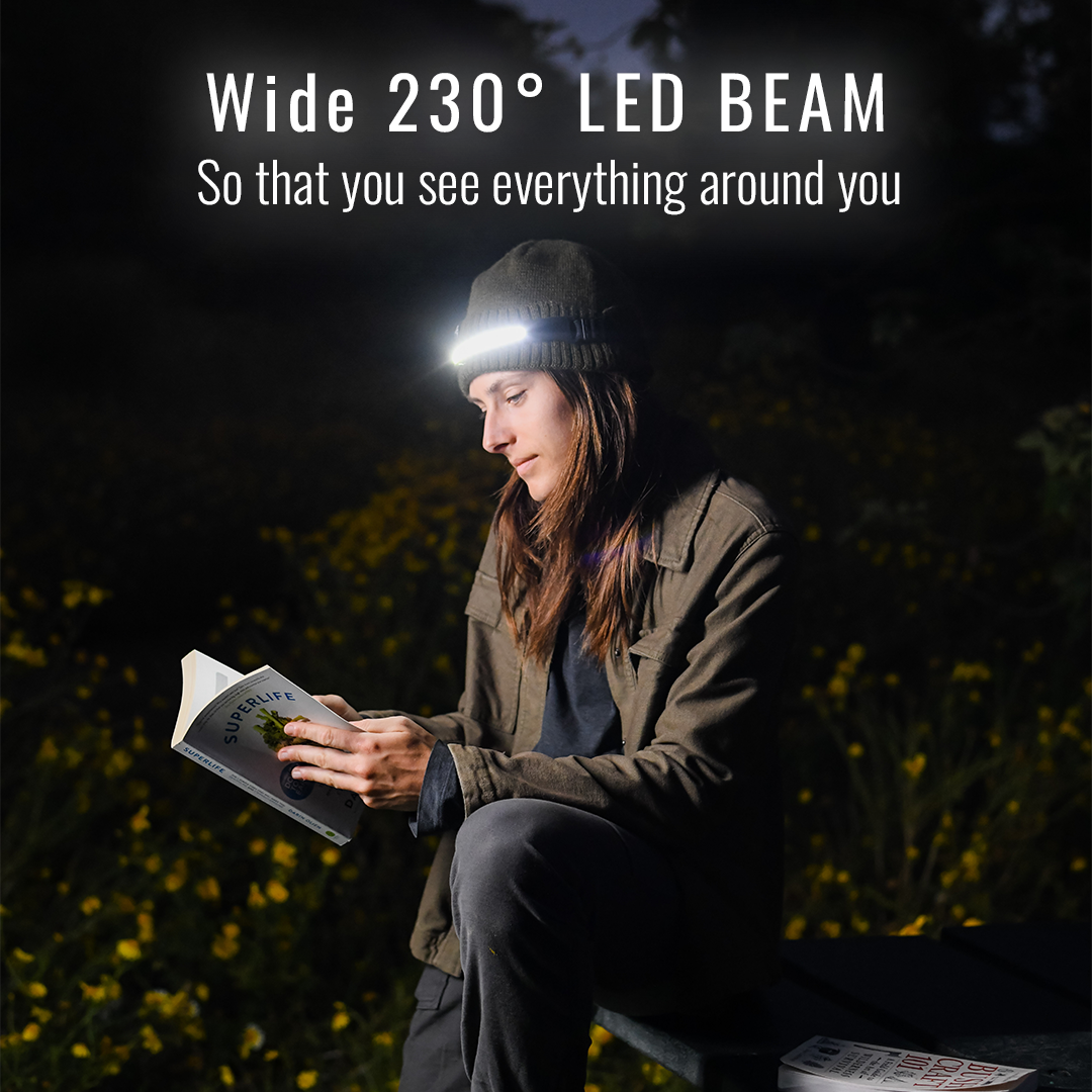 NightBuddy The Original 230° LED Rechargeable Widebeam Headlight with red light and adjustable straps