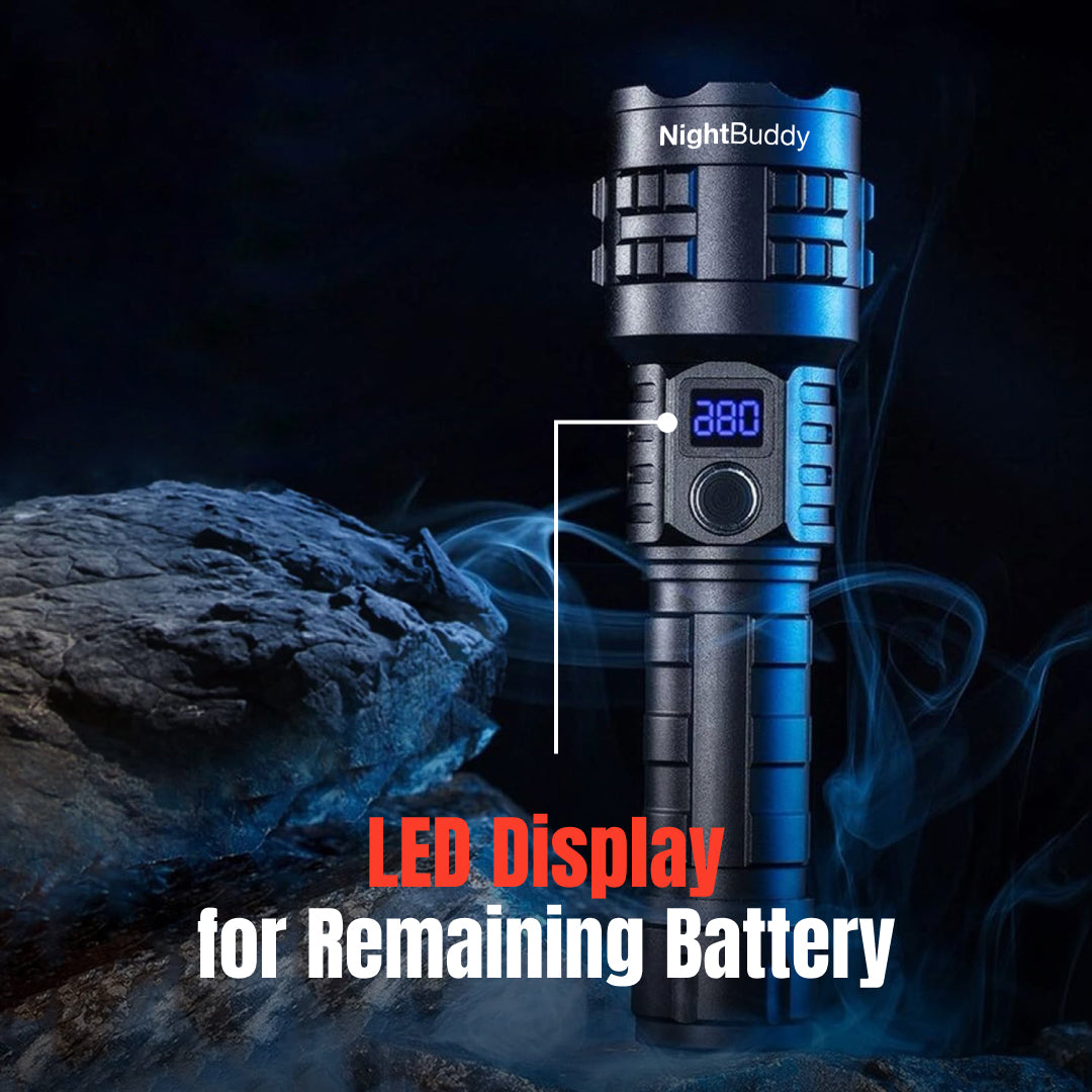 black knight m9 rechargeable flashlight NightBuddy Powerful Rechargeable Tactical LED Flashlight 5000 High Lumens for Home Camping or Survival with Emergency Window Breaker 5 Light Modes